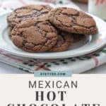 Mexican hot chocolate cookies and iced coffee on a plate.