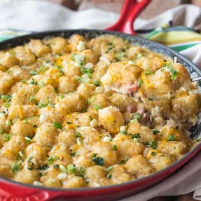 Cheesy Tater Tot Casserole with Brisket - stetted