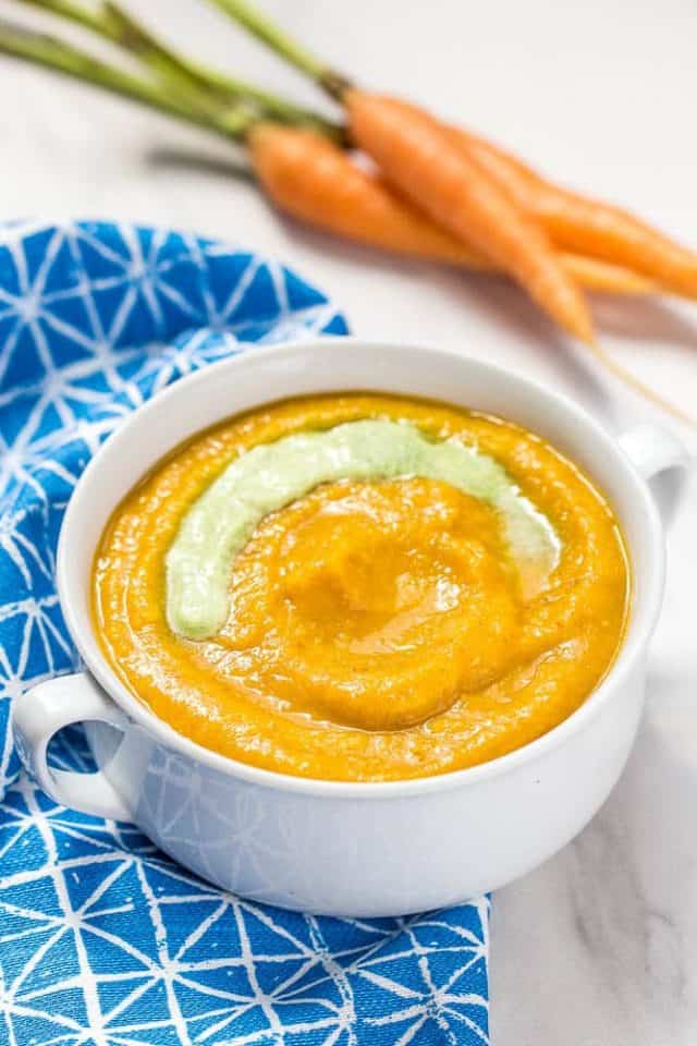 Carrot Miso Soup with Cilantro Cream - stetted
