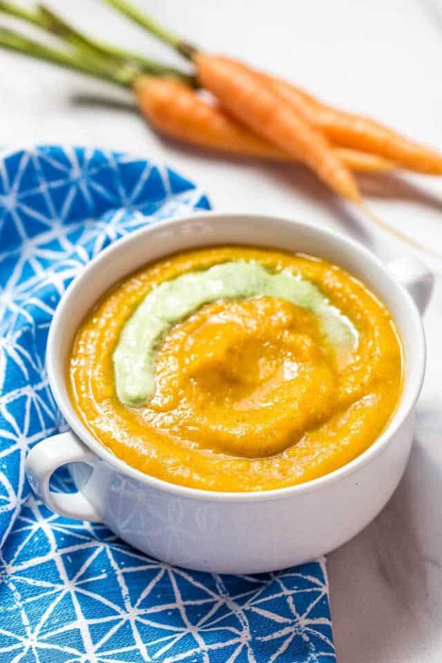 Carrot Miso Soup with Cilantro Cream - stetted