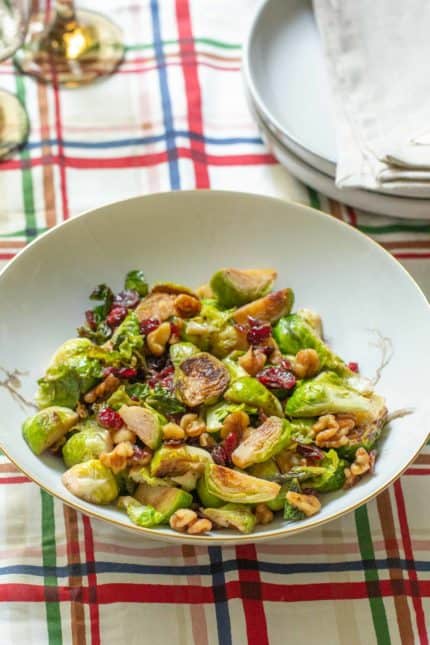 Easy Brussels Sprouts with Walnuts and Cranberries - stetted