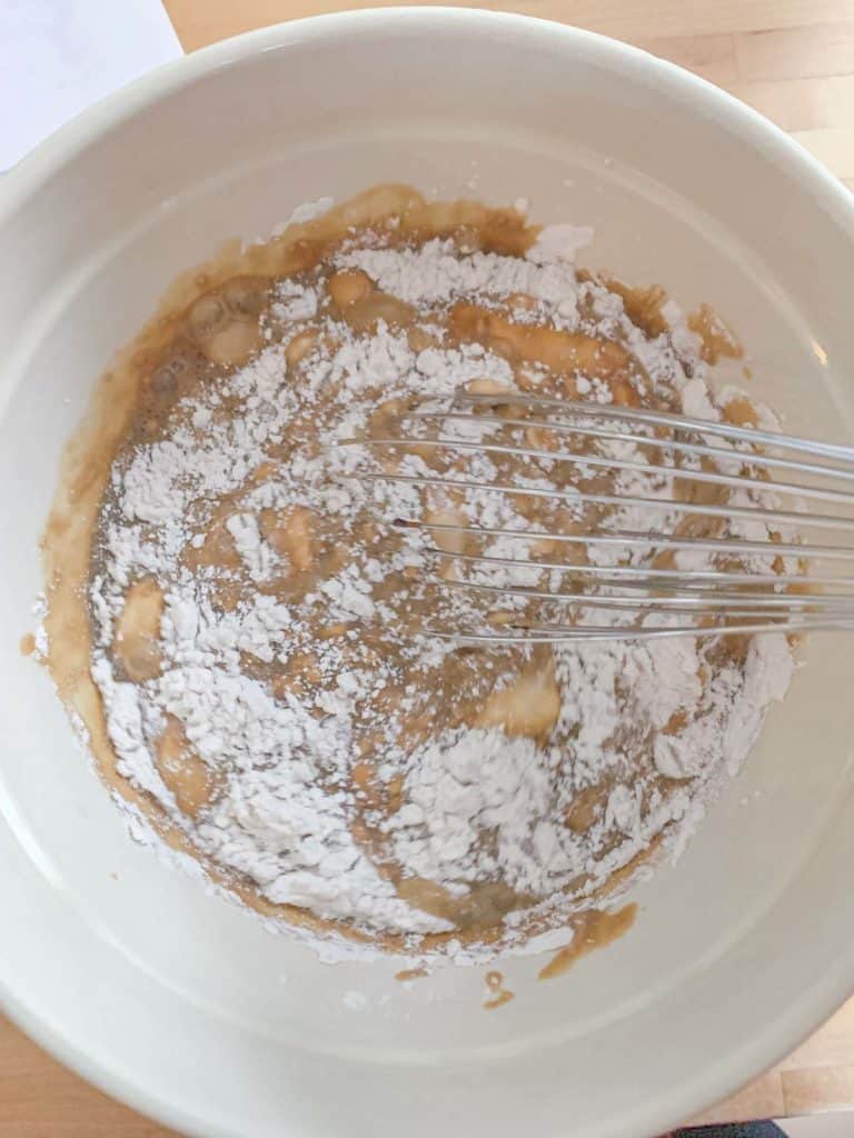 pancake batter being whisked