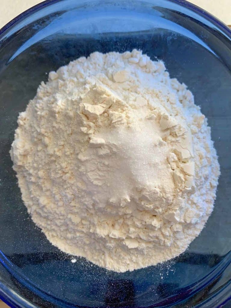 flour mixture in mixing bowl