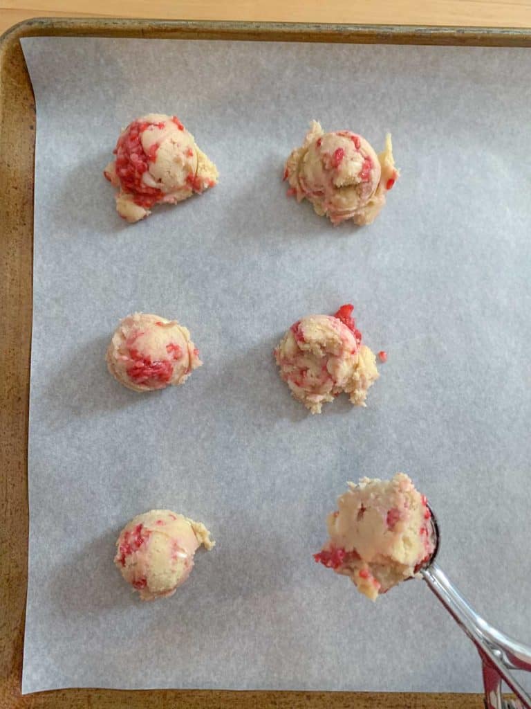 raspberry white chocolate cookie dough balls