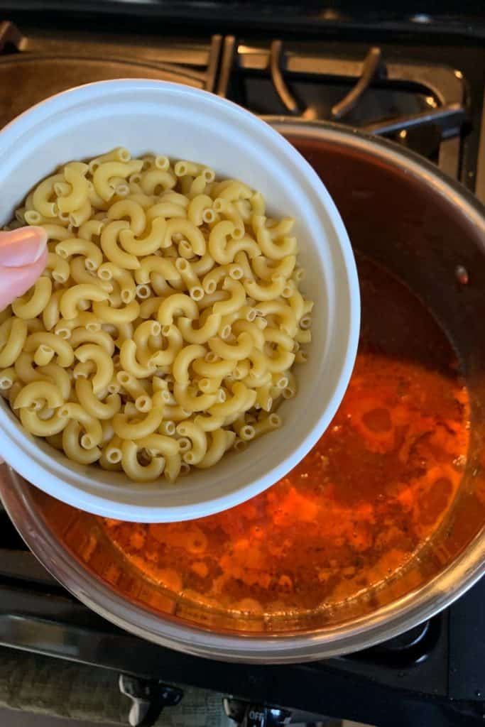 adding macaroni to american goulash