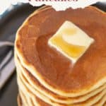 A stack of fluffy applesauce pancakes, crowned with butter and drizzled in syrup, boasts the title "The Best Ever Applesauce Pancakes.