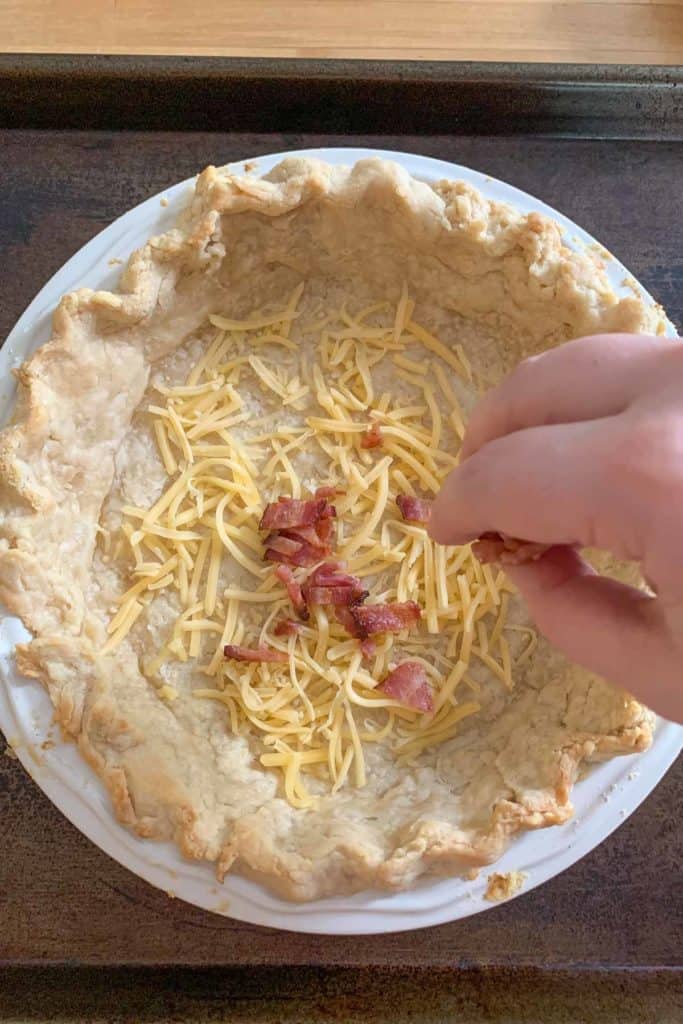 adding bacon to quiche crust