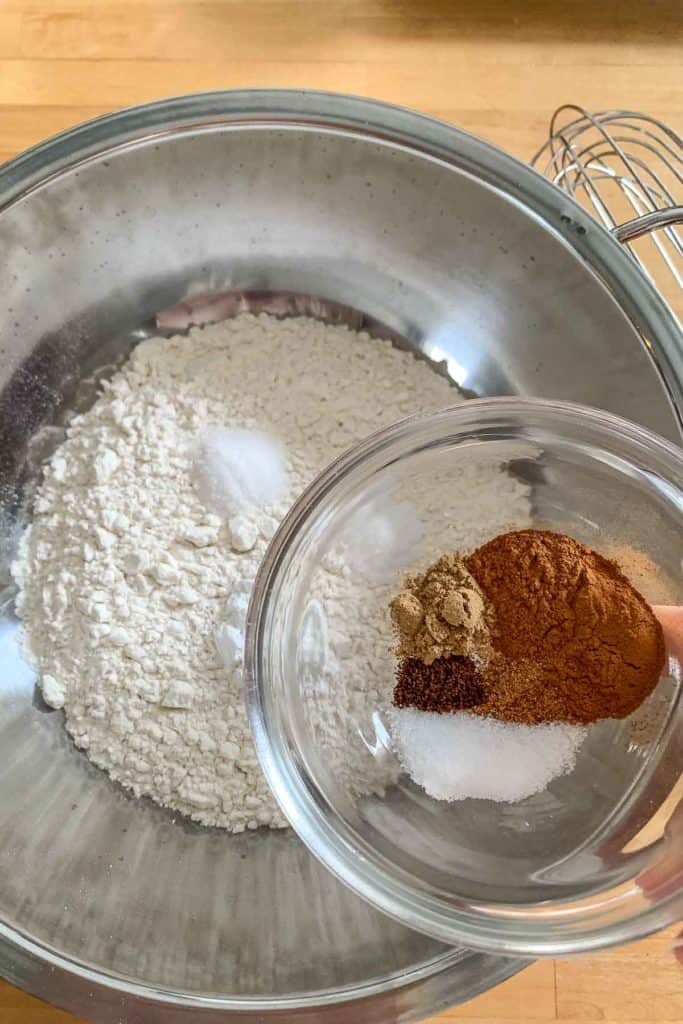 dry ingredients for pumpkin coffee cake