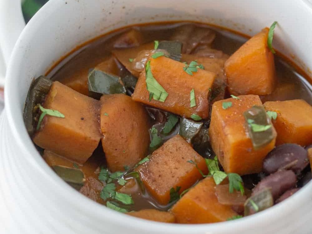 bowl of sweet potato black bean chili