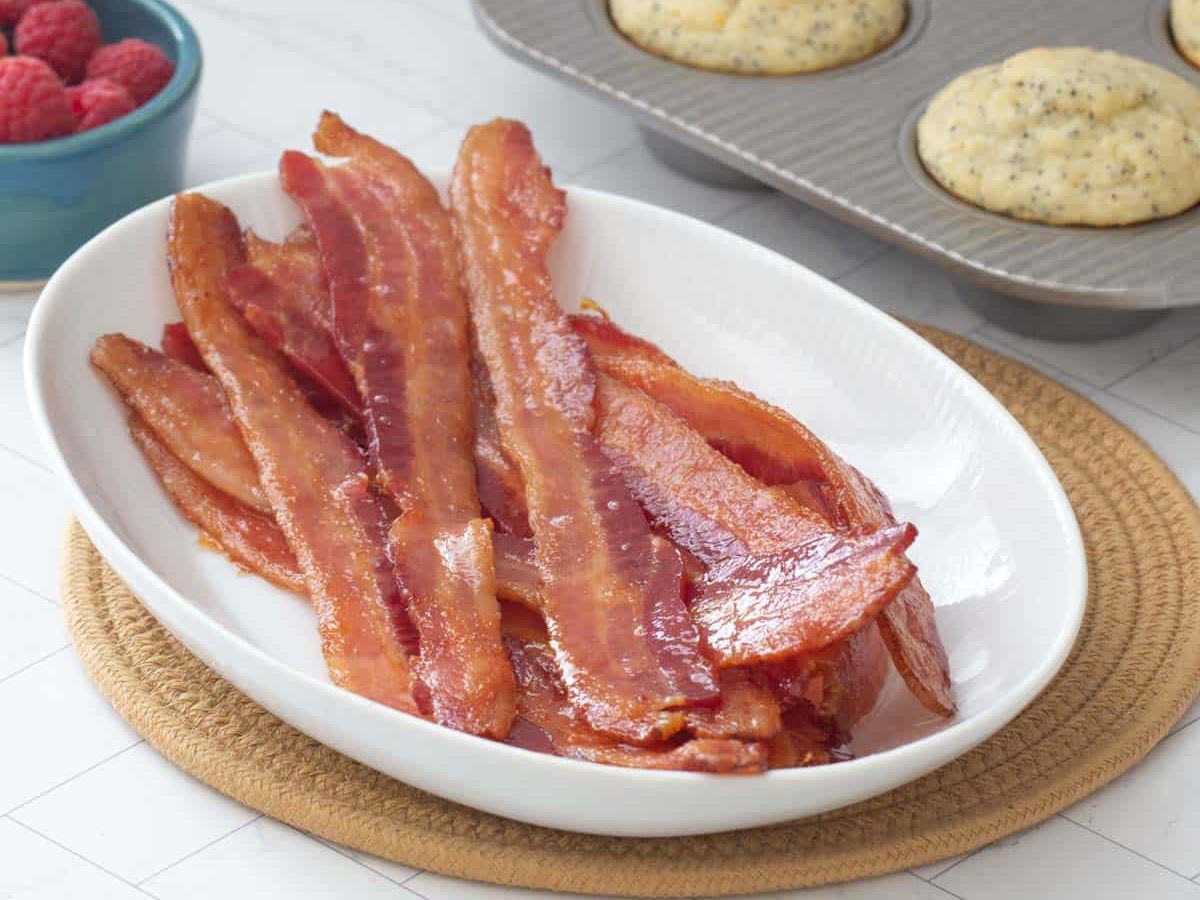 baked bacon on serving platter