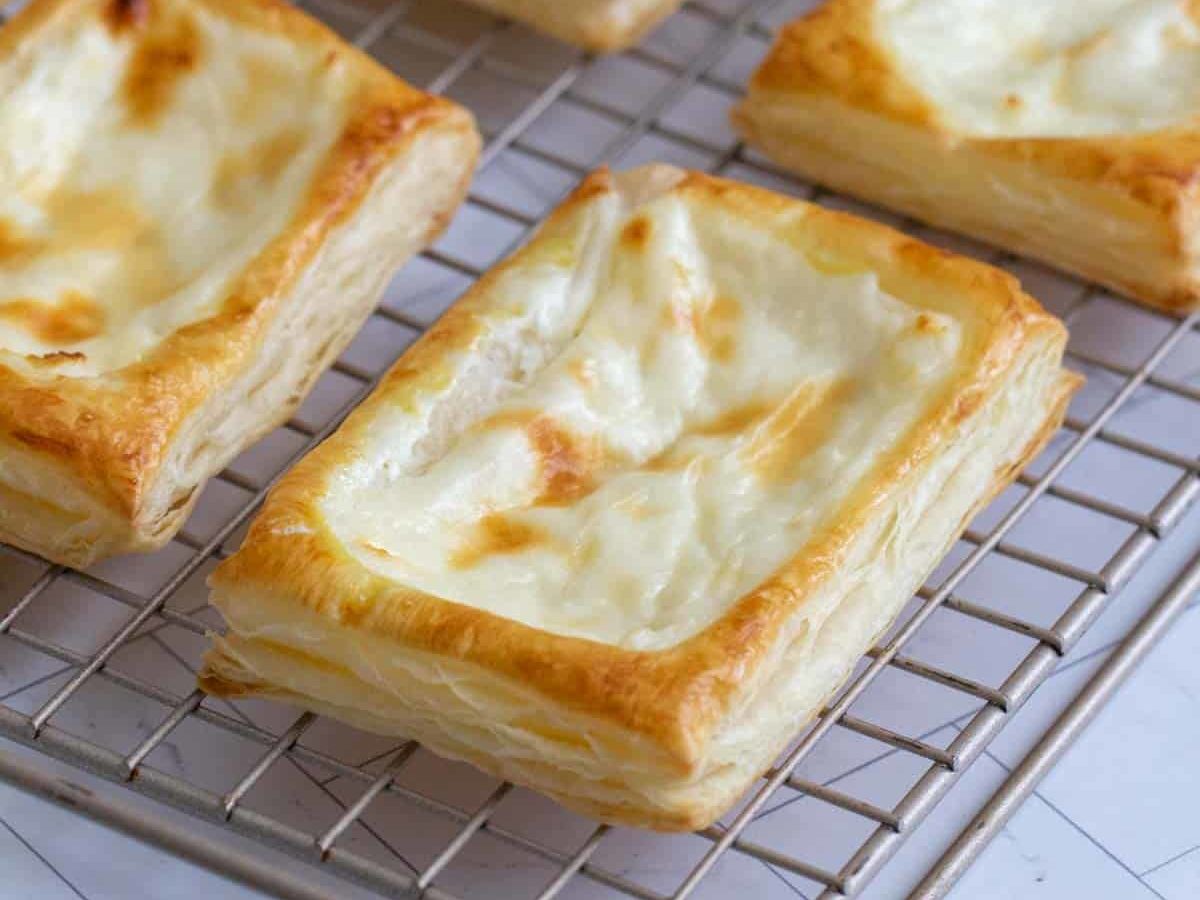 cooling rack with Starbucks cheese danishes