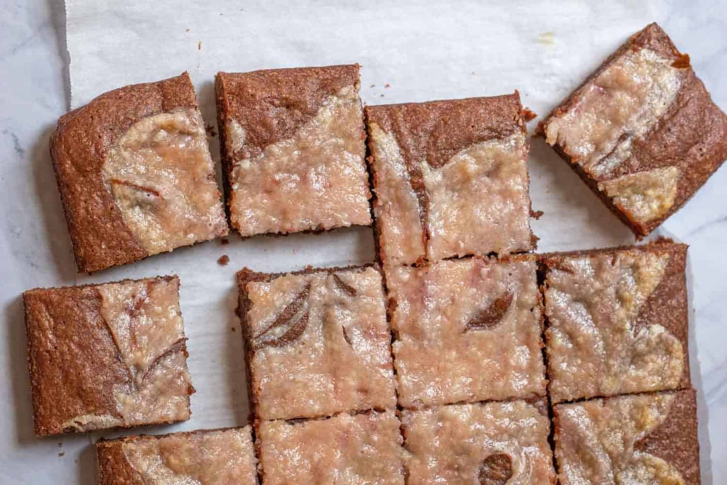 overhead of cut brownies