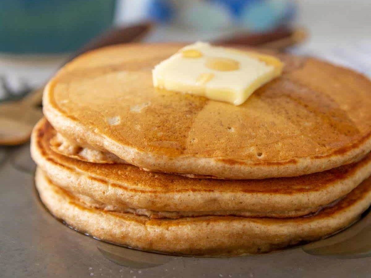 stack of whole wheat pancakes